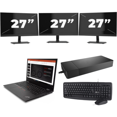 Lenovo ThinkPad L13 G2 - Intel Core i3-11e Generatie - 13 inch - 8GB RAM - 512GB SSD - Windows 11 Home + 3x 27 inch Monitor Lenovo ThinkPad L13 G2 - Intel Core i3-11e Generatie - 13 inch - 8GB RAM - 512GB SSD - Windows 11 Home + 3x 27 inch Monitor