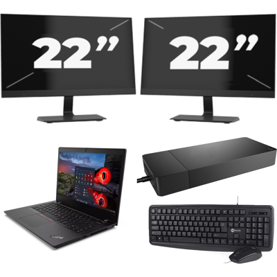 Lenovo ThinkPad L14 Gen 1 - Intel Core i5-10e Generatie - 14 inch - 8GB RAM - 256GB SSD - Windows 11 Home + 2x 22 inch Monitor Lenovo ThinkPad L14 Gen 1 - Intel Core i5-10e Generatie - 14 inch - 8GB RAM - 256GB SSD - Windows 11 Home + 2x 22 inch Monitor