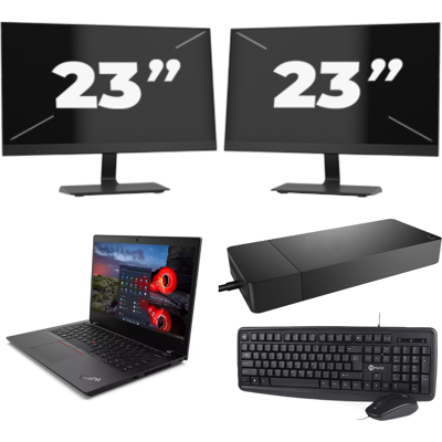 Lenovo ThinkPad L14 Gen 1 - Intel Core i5-10e Generatie - 14 inch - 8GB RAM - 256GB SSD - Windows 11 Home + 2x 23 inch Monitor Lenovo ThinkPad L14 Gen 1 - Intel Core i5-10e Generatie - 14 inch - 8GB RAM - 256GB SSD - Windows 11 Home + 2x 23 inch Monitor
