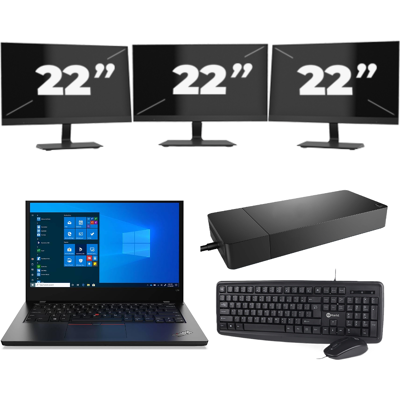 Lenovo ThinkPad L14 Gen 2 - Intel Core i5-11e Generatie - 14 inch - 8GB RAM - 256GB SSD - Windows 11 Home + 3x 22 inch Monitor Lenovo ThinkPad L14 Gen 2 - Intel Core i5-11e Generatie - 14 inch - 8GB RAM - 256GB SSD - Windows 11 Home + 3x 22 inch Monitor