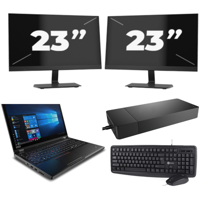 Lenovo ThinkPad P53 - Intel Core i7-9e Generatie - 15 inch - 8GB RAM - 256GB SSD - Windows 11 Home + 2x 23 inch Monitor Lenovo ThinkPad P53 - Intel Core i7-9e Generatie - 15 inch - 8GB RAM - 256GB SSD - Windows 11 Home + 2x 23 inch Monitor