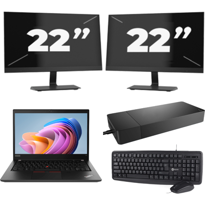 Lenovo ThinkPad T14 Gen 1 - AMD Ryzen 5 PRO 4650U - 14 inch - 8GB RAM - 256GB SSD - Windows 11 Home + 2x 22 inch Monitor Lenovo ThinkPad T14 Gen 1 - AMD Ryzen 5 PRO 4650U - 14 inch - 8GB RAM - 256GB SSD - Windows 11 Home + 2x 22 inch Monitor