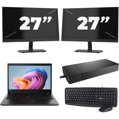 Lenovo ThinkPad T14 Gen 1 - AMD Ryzen 5 PRO 4650U - 14 inch - 8GB RAM - 256GB SSD - Windows 11 Home + 2x 27 inch Monitor Lenovo ThinkPad T14 Gen 1 - AMD Ryzen 5 PRO 4650U - 14 inch - 8GB RAM - 256GB SSD - Windows 11 Home + 2x 27 inch Monitor