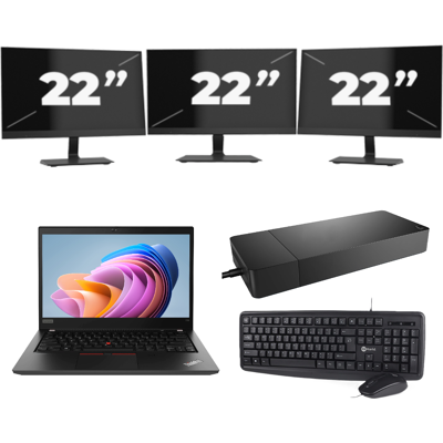 Lenovo ThinkPad T14 Gen 1 - AMD Ryzen 5 PRO 4650U - 14 inch - 8GB RAM - 256GB SSD - Windows 11 Home + 3x 22 inch Monitor Lenovo ThinkPad T14 Gen 1 - AMD Ryzen 5 PRO 4650U - 14 inch - 8GB RAM - 256GB SSD - Windows 11 Home + 3x 22 inch Monitor