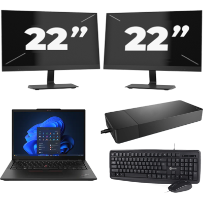 Lenovo ThinkPad X13 - AMD Ryzen 3 PRO 4450U - 13 inch - 8GB RAM - 256GB SSD - Windows 11 Home + 2x 22 inch Monitor Lenovo ThinkPad X13 - AMD Ryzen 3 PRO 4450U - 13 inch - 8GB RAM - 256GB SSD - Windows 11 Home + 2x 22 inch Monitor