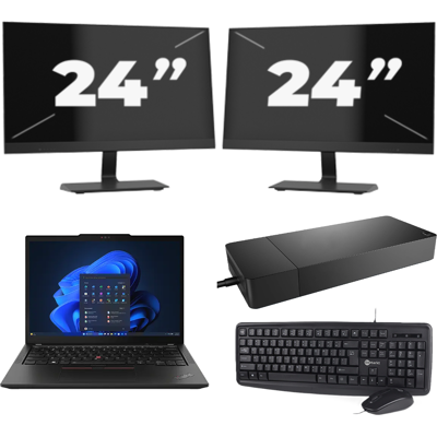 Lenovo ThinkPad X13 - AMD Ryzen 3 PRO 4450U - 13 inch - 8GB RAM - 256GB SSD - Windows 11 Home + 2x 24 inch Monitor Lenovo ThinkPad X13 - AMD Ryzen 3 PRO 4450U - 13 inch - 8GB RAM - 256GB SSD - Windows 11 Home + 2x 24 inch Monitor