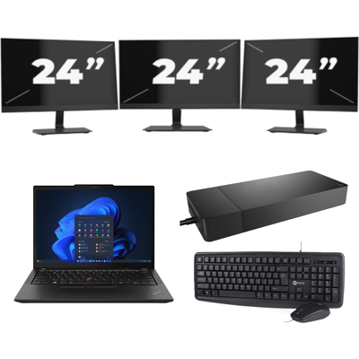 Lenovo ThinkPad X13 - AMD Ryzen 3 PRO 4450U - 13 inch - 8GB RAM - 256GB SSD - Windows 11 Home + 3x 24 inch Monitor Lenovo ThinkPad X13 - AMD Ryzen 3 PRO 4450U - 13 inch - 8GB RAM - 256GB SSD - Windows 11 Home + 3x 24 inch Monitor