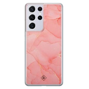 Casimoda Samsung Galaxy S21 Ultra siliconen hoesje - Marmer roze