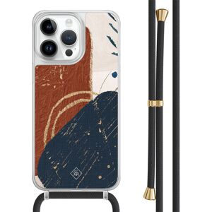 Casimoda iPhone 14 Pro Max hoesje met zwart koord - Abstract terracotta