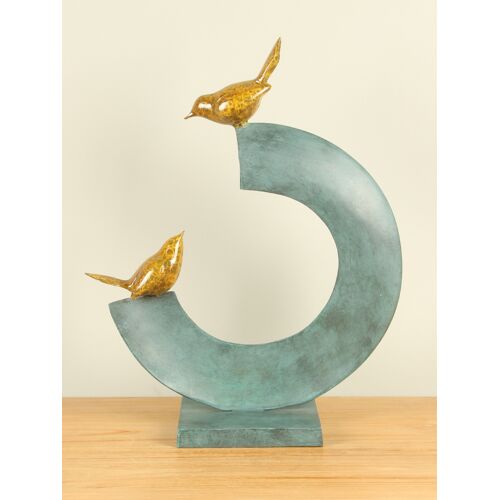 HO-Jeuken Brons modern beeld 2 vogels, 47 cm