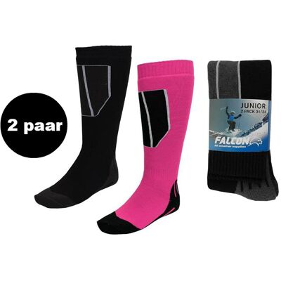 Falcon 2-pack Ski- en snowboardsokken junior 23-26 Pink 23-26 unisex Falcon 2-pack Ski- en snowboardsokken junior 23-26 Pink 23-26 unisex
