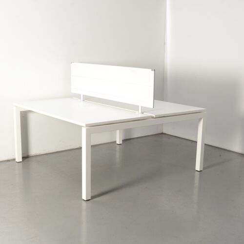 Solidesk benchwerkplek, wit blad, 160 x 80 cm (2x), vaste hoogte onderstel