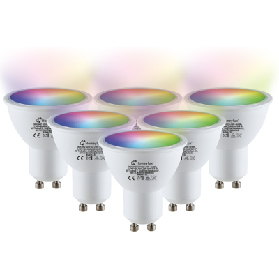 HOFTRONIC SMART 6x Smart GU10 spot - 38° - 4,8 Watt 345 lumen - RGBWW - Wifi & Bluetooth - Bestuurbaar via app - Google Home, Amazon Alexa en Siri - Smart lamp HOFTRONIC SMART 6x Smart GU10 spot - 38° - 4,8 Watt 345 lumen - RGBWW - Wifi & Bluetooth - Bestuurbaar via app - Google Home, Amazon Alexa en Siri - Smart lamp