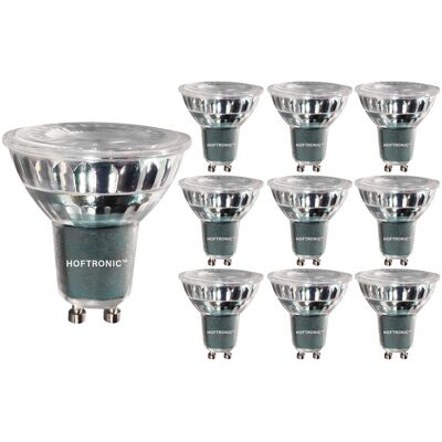 HOFTRONIC Set van 10 LED GU10 Spots - Dimbaar - 4 Watt 345 lumen - 6000K daglicht wit - Glas - Vervangt 50 Watt - GU10 fitting - LED Reflector - Universele fitting HOFTRONIC Set van 10 LED GU10 Spots - Dimbaar - 4 Watt 345 lumen - 6000K daglicht wit - Glas - Vervangt 50 Watt - GU10 fitting - LED Reflector - Universele fitting