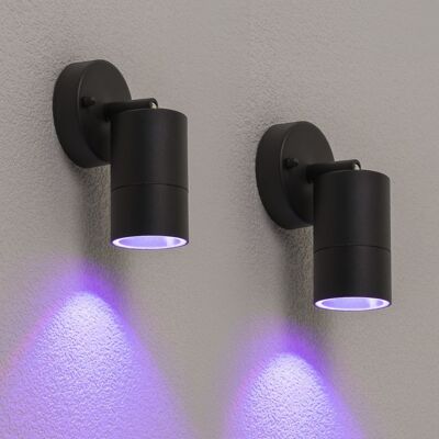 HOFTRONIC SMART Set van 2 Lago kantelbare wandlampen - Smart - IP44 - Incl. RGBWW GU10 spotje - 4,5 Watt 350 lumen - WiFi & Bluetooth - Spotlight voor binnen en buiten - Geschikt als wandspot en plafondspot - Zwart HOFTRONIC SMART Set van 2 Lago kantelbare wandlampen - Smart - IP44 - Incl. RGBWW GU10 spotje - 4,5 Watt 350 lumen - WiFi & Bluetooth - Spotlight voor binnen en buiten - Geschikt als wandspot en plafondspot - Zwart