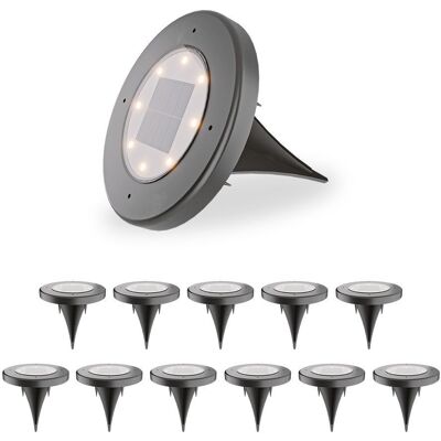 HOFTRONIC Ellis 12x Solar grondspots - 8 LEDs - 3000K warmwit licht - IP65 waterdicht - Incl. schemerschakelaar - Zwart HOFTRONIC Ellis 12x Solar grondspots - 8 LEDs - 3000K warmwit licht - IP65 waterdicht - Incl. schemerschakelaar - Zwart