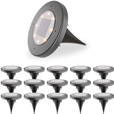 HOFTRONIC Ellis 16x Solar grondspots - 8 LEDs - 3000K warmwit licht - IP65 waterdicht - Incl. schemerschakelaar - Zwart HOFTRONIC Ellis 16x Solar grondspots - 8 LEDs - 3000K warmwit licht - IP65 waterdicht - Incl. schemerschakelaar - Zwart