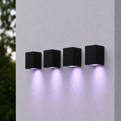 HOFTRONIC Set van 4 Marion - Smart LED Wandlamp Cube - 5,5 Watt 400 Lumen - RGBWW - IP44 - Zwart - Voor Binnen en Buiten - 3 Jaar Garantie - Polycarbonaat HOFTRONIC Set van 4 Marion - Smart LED Wandlamp Cube - 5,5 Watt 400 Lumen - RGBWW - IP44 - Zwart - Voor Binnen en Buiten - 3 Jaar Garantie - Polycarbonaat