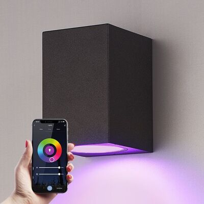 Hofronic Marion - Slim WiFi+Bluetooth LED Kubus Wandlamp - IP65 - Zwart - Binnen en buiten - 3 jaar garantie Hofronic Marion - Slim WiFi+Bluetooth LED Kubus Wandlamp - IP65 - Zwart - Binnen en buiten - 3 jaar garantie