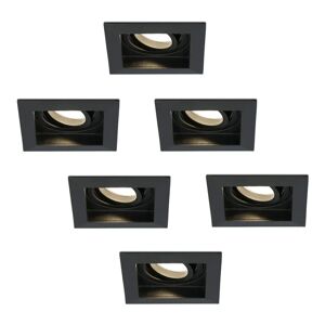 HOFTRONIC™ 6x Durham dimbare LED inbouwspots - Kantelbaar - Vierkant - Verzonken - Zwart - 5W - GU10 - Plafondspots - 2700K warm licht - IP20