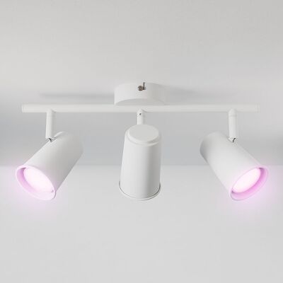 HOFTRONIC SMART Riga - LED smart plafondlamp - 3 spots - 15 Watt 1200 Lumen - Draaibaar en kantelbaar - GU10 - RGBWW - Wifi + Bluetooth - Google Home, Amazon Alexa en Siri - Wit - Bestuurbaar via App en Stem HOFTRONIC SMART Riga - LED smart plafondlamp - 3 spots - 15 Watt 1200 Lumen - Draaibaar en kantelbaar - GU10 - RGBWW - Wifi + Bluetooth - Google Home, Amazon Alexa en Siri - Wit - Bestuurbaar via App en Stem