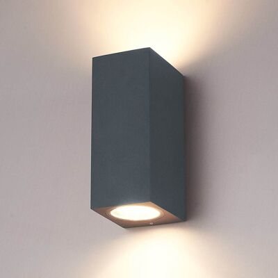 HOFTRONIC Selma - LED Wandlamp - 2x GU10 - IP65 - Up & Down Light - Dimbaar - Antraciet - Excl. Lichtbron HOFTRONIC Selma - LED Wandlamp - 2x GU10 - IP65 - Up & Down Light - Dimbaar - Antraciet - Excl. Lichtbron