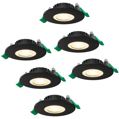 HOFTRONIC Set van 6 Terni dimbare LED Inbouwspots - 6 watt 570 lumen - CCT instelbare lichtkleur 2700K/4000K/6000K - Lage inbouwdiepte 25 mm - Rond - IP44 voor binnen en buiten - Zwart HOFTRONIC Set van 6 Terni dimbare LED Inbouwspots - 6 watt 570 lumen - CCT instelbare lichtkleur 2700K/4000K/6000K - Lage inbouwdiepte 25 mm - Rond - IP44 voor binnen en buiten - Zwart