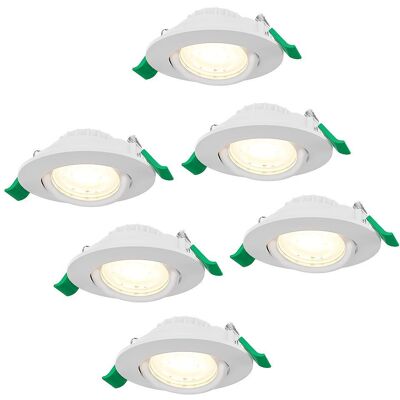 HOFTRONIC Set van 6 Terni dimbare LED-inbouwspots - 6 watt 570 lumen - CCT instelbare lichtkleur 2700K/4000K/6000K - lage inbouwdiepte 25 mm - rond - IP20 voor gebruik binnenshuis - Wit HOFTRONIC Set van 6 Terni dimbare LED-inbouwspots - 6 watt 570 lumen - CCT instelbare lichtkleur 2700K/4000K/6000K - lage inbouwdiepte 25 mm - rond - IP20 voor gebruik binnenshuis - Wit