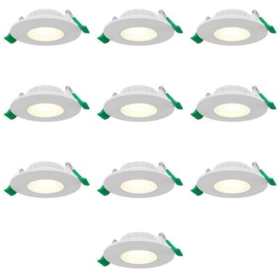 HOFTRONIC Set van 10 Terni dimbare LED Inbouwspots - 6 watt 570 lumen - CCT instelbare lichtkleur 2700K/4000K/6000K - Lage inbouwdiepte 25 mm - rond - IP44 voor binnen en buiten - Wit HOFTRONIC Set van 10 Terni dimbare LED Inbouwspots - 6 watt 570 lumen - CCT instelbare lichtkleur 2700K/4000K/6000K - Lage inbouwdiepte 25 mm - rond - IP44 voor binnen en buiten - Wit