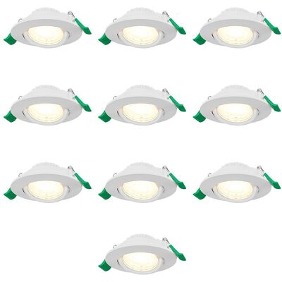 HOFTRONIC Set van 10 Terni dimbare LED-inbouwspots - 6 watt 570 lumen - CCT instelbare lichtkleur 2700K/4000K/6000K - lage inbouwdiepte 25 mm - rond - IP20 voor gebruik binnenshuis - Wit HOFTRONIC Set van 10 Terni dimbare LED-inbouwspots - 6 watt 570 lumen - CCT instelbare lichtkleur 2700K/4000K/6000K - lage inbouwdiepte 25 mm - rond - IP20 voor gebruik binnenshuis - Wit