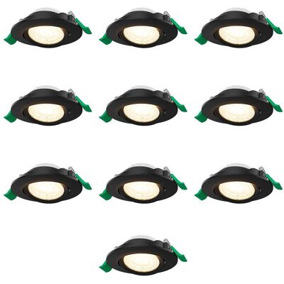 HOFTRONIC Set van 10 Terni dimbare LED-inbouwspots - 6 watt 570 lumen - CCT instelbare lichtkleur 2700K/4000K/6000K - Lage inbouwdiepte 25 mm - Rond - IP20 voor gebruik binnenshuis - Zwart HOFTRONIC Set van 10 Terni dimbare LED-inbouwspots - 6 watt 570 lumen - CCT instelbare lichtkleur 2700K/4000K/6000K - Lage inbouwdiepte 25 mm - Rond - IP20 voor gebruik binnenshuis - Zwart