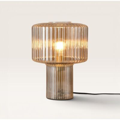 LUSENZ Ferano - Tafellamp Amber glas 35 cm - Vintage tafellamp - Tafellamp woonkamer - E27 fitting - Met aan/uit-schakelaar LUSENZ Ferano - Tafellamp Amber glas 35 cm - Vintage tafellamp - Tafellamp woonkamer - E27 fitting - Met aan/uit-schakelaar