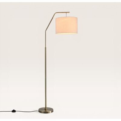 LUSENZ Delion - Staande LED lamp Goud Metaal - E27 fitting - 165 cm - Klassiek Rustiek Scandinavisch Design - IP20 Voor binnen - Linnen kap - Met voetschakelaar LUSENZ Delion - Staande LED lamp Goud Metaal - E27 fitting - 165 cm - Klassiek Rustiek Scandinavisch Design - IP20 Voor binnen - Linnen kap - Met voetschakelaar