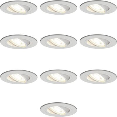 HOFTRONIC Set van 10 Pittsburg LED inbouwspots - 4 Watt 345 lumen - GU10 - 2700K warm wit - Dimbaar - Rond - Kantelbaar - Voor binnen - Wit HOFTRONIC Set van 10 Pittsburg LED inbouwspots - 4 Watt 345 lumen - GU10 - 2700K warm wit - Dimbaar - Rond - Kantelbaar - Voor binnen - Wit