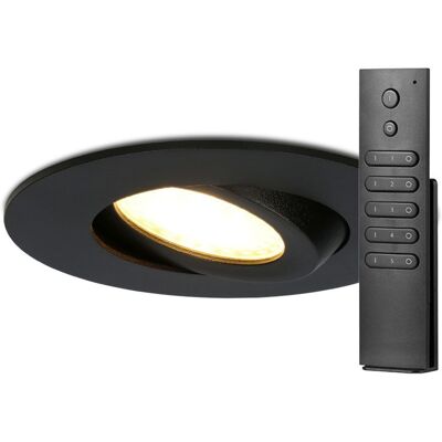 HOFTRONIC 16x Napels inbouwspot - Zwart - Dimbaar - 360° Kantelbaar - 39mm inbouwdiepte - 8 Watt 570 lumen - 2700K warm wit - IP65 waterdicht - met dimmer en afstandsbediening HOFTRONIC 16x Napels inbouwspot - Zwart - Dimbaar - 360° Kantelbaar - 39mm inbouwdiepte - 8 Watt 570 lumen - 2700K warm wit - IP65 waterdicht - met dimmer en afstandsbediening
