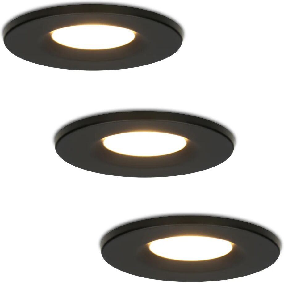 Hoftronic Set van 3 stuks Dimbare LED inbouwspot zwart Venezia 6 Watt 2700K IP65