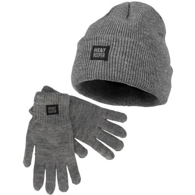 Heatkeeper Heren Winter Set - Muts + Handschoenen - Grey-S/M Heatkeeper Heren Winter Set - Muts + Handschoenen - Grey-S/M