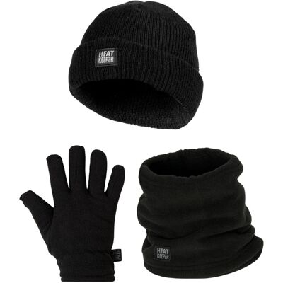 Heatkeeper Kinder Winter Set - Muts + Nerkwarmer + Handschoenen - Zwart-9-12 jaar Heatkeeper Kinder Winter Set - Muts + Nerkwarmer + Handschoenen - Zwart-9-12 jaar
