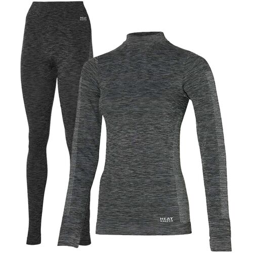 Heatkeeper Thermoset Dames Premium - Thermoshirt + Thermo Legging - Zwart Melange-XL