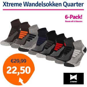 Xtreme Wandelsokken Quarter 6-pack Multi Green-45/47 Xtreme Wandelsokken Quarter 6-pack Multi Green-45/47