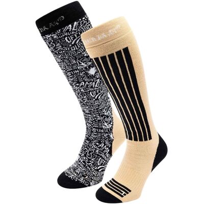 Poederbaas Skisokken 2-pack Black Multi-39/42 Poederbaas Skisokken 2-pack Black Multi-39/42