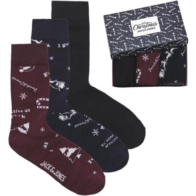 Jack & Jones Kerst Sokken Giftbox 3-pack JACSNOWFLAKE-one size Jack & Jones Kerst Sokken Giftbox 3-pack JACSNOWFLAKE-one size