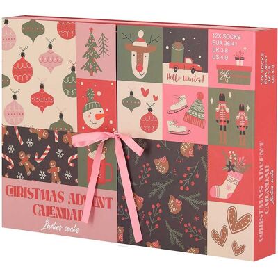Apollo Sokken Adventskalender Dames - Kerst - 12 paar sokken-one-size Apollo Sokken Adventskalender Dames - Kerst - 12 paar sokken-one-size