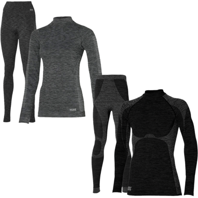 Heatkeeper Thermoset Dames Premium - Thermoshirt + Thermo Legging - Zwart Melange-L Heatkeeper Thermoset Dames Premium - Thermoshirt + Thermo Legging - Zwart Melange-L
