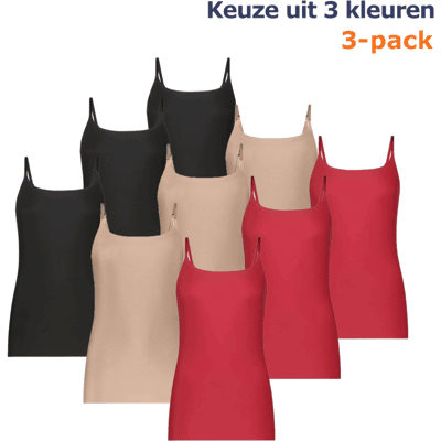 Ten Cate Secrets Spaghetti Top 3-pack Rood-L Ten Cate Secrets Spaghetti Top 3-pack Rood-L