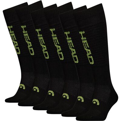 HEAD Skisokken Unisex Logo Kneehigh 6-pack Black Combo-35/38 HEAD Skisokken Unisex Logo Kneehigh 6-pack Black Combo-35/38