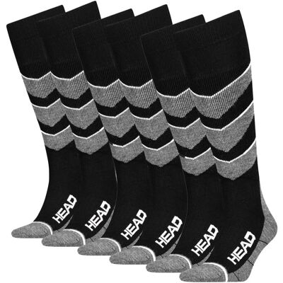 HEAD Skisokken Unisex V-Shape Kneehigh 6-pack Black Combo-35/38 HEAD Skisokken Unisex V-Shape Kneehigh 6-pack Black Combo-35/38