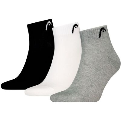 HEAD Quartersokken Training 3-pack Grijs / Wit / Zwart-35/38 HEAD Quartersokken Training 3-pack Grijs / Wit / Zwart-35/38