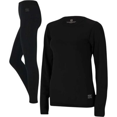 Heatkeeper Thermoset Dames Basic Naadloos - Thermoshirt + Thermo Legging - Zwart-XL/XXL Heatkeeper Thermoset Dames Basic Naadloos - Thermoshirt + Thermo Legging - Zwart-XL/XXL