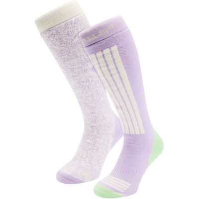 Poederbaas Skisokken Dames 2-pack White Multi-35/38 Poederbaas Skisokken Dames 2-pack White Multi-35/38